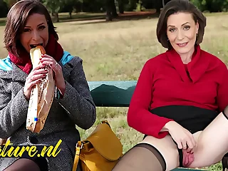 French MILF Eats Her Lunch Outside Before Take one's leave With a Stranger & Getting Ass Fucked